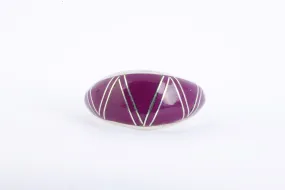 925 Silver Purple Stone Inlay Ring Size 6.25 (3.57g.)