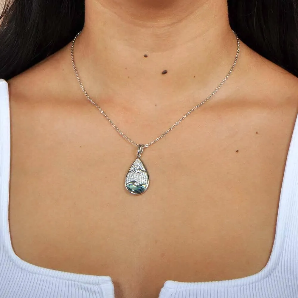 Abalone Sun & Wave Teardrop Pendant