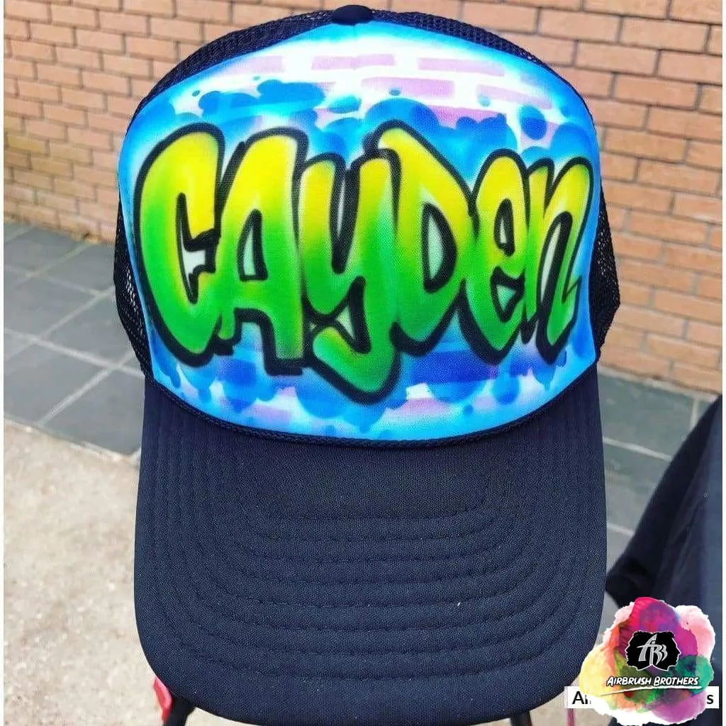 Airbrush Bubble with Bricks Hat Design