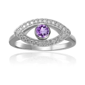 Amethyst Evil Eye Ring