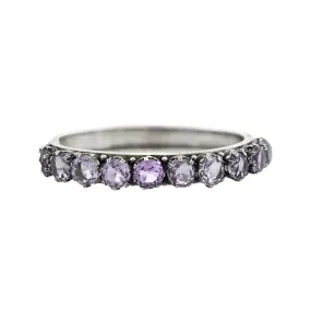 Arts & Crafts Sterling   Amethyst Hinged Bangle Bracelet