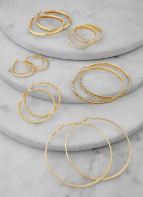 Assorted Textured Hoop Earring Set of 6