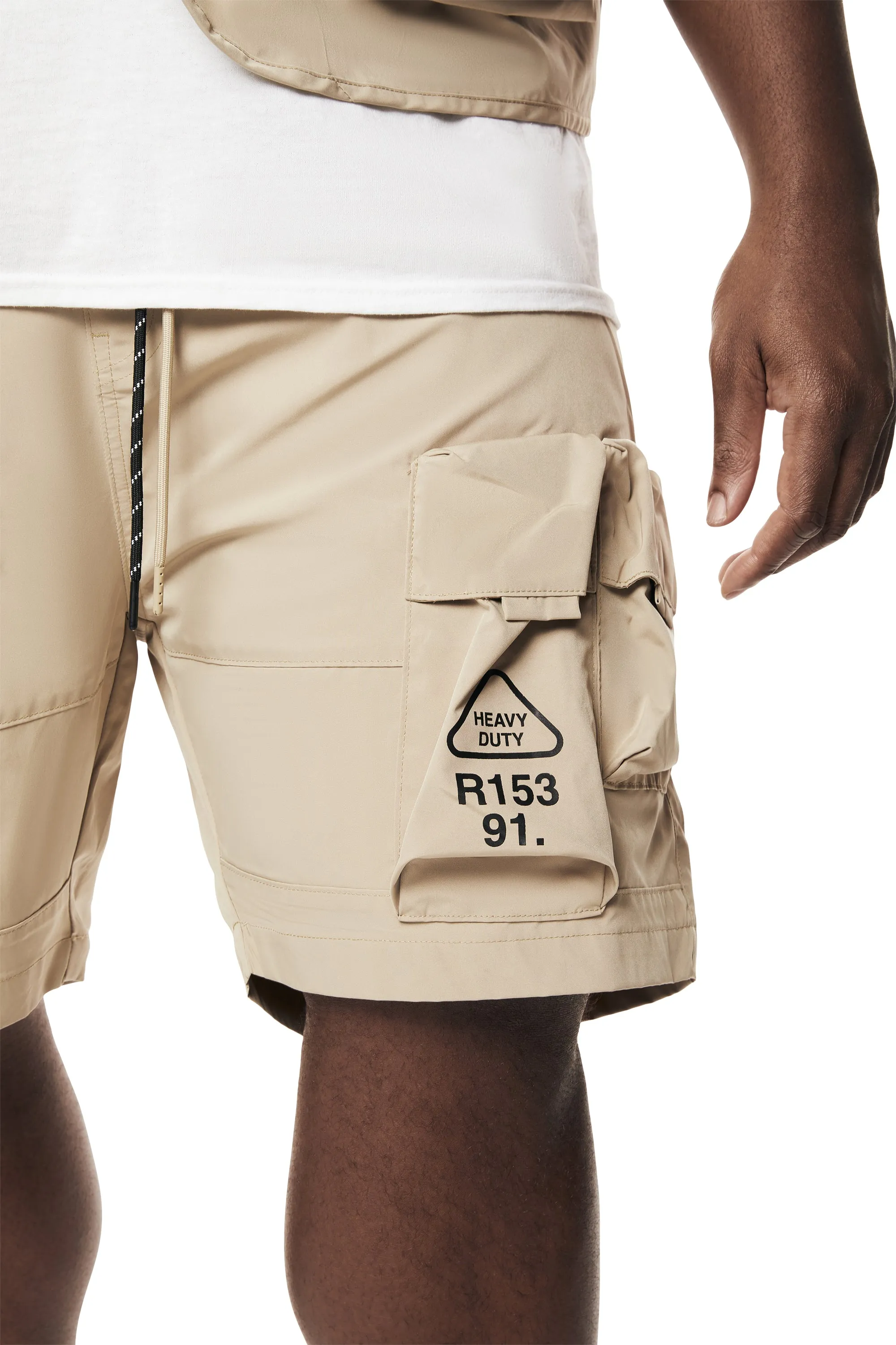 Big and Tall - Utility Windbreaker Cargo Shorts - Khaki