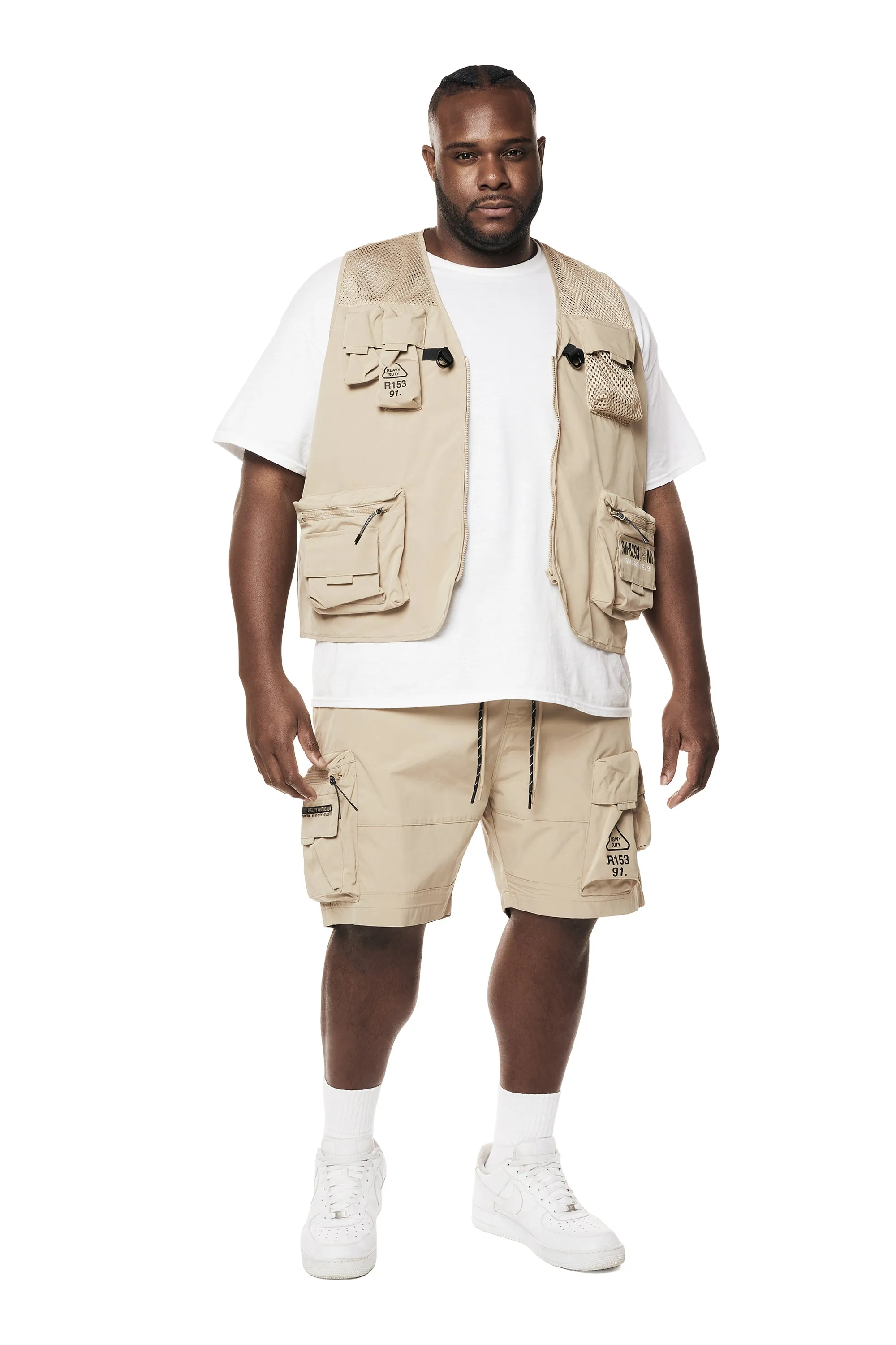 Big and Tall - Utility Windbreaker Cargo Shorts - Khaki