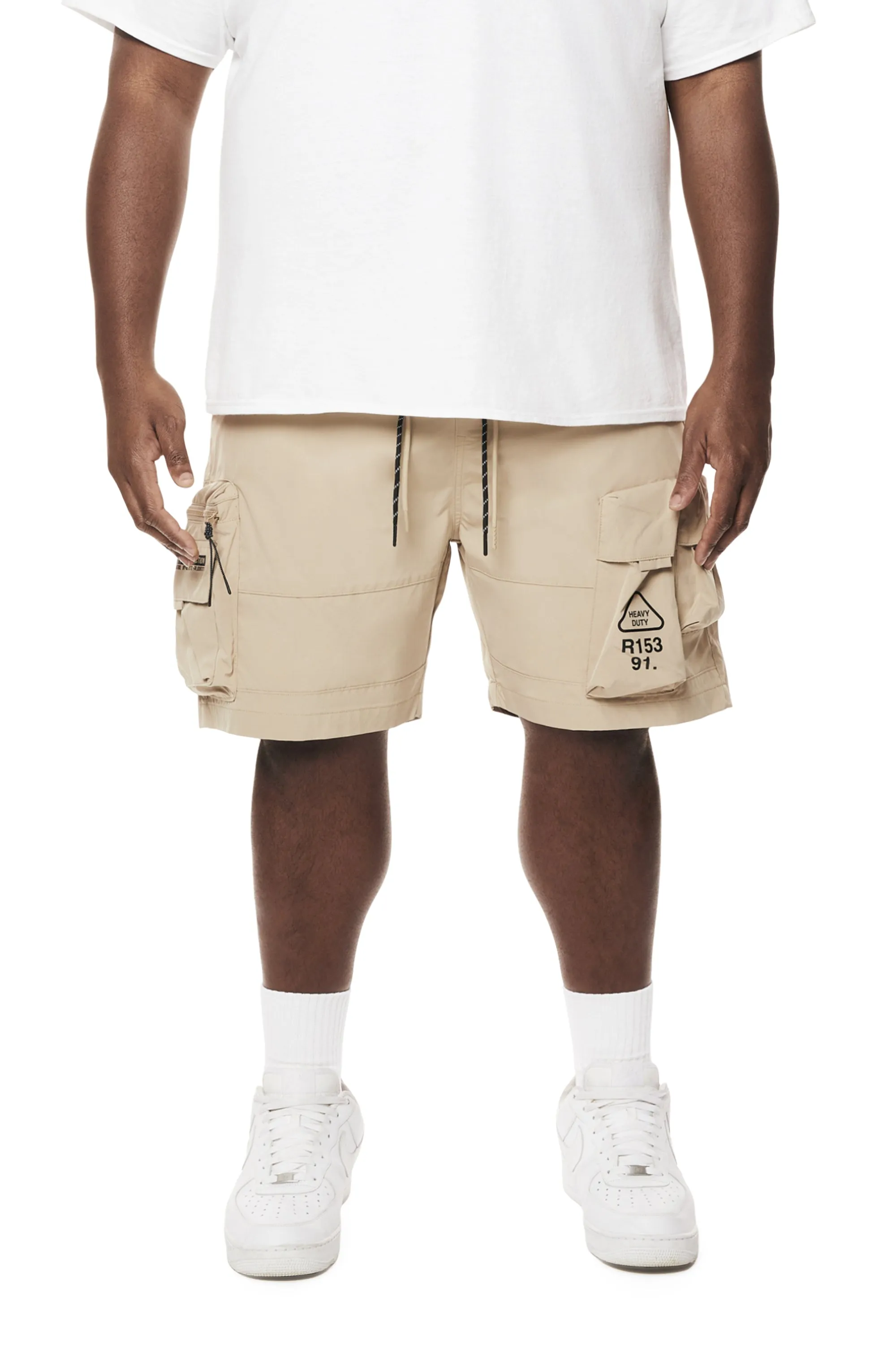 Big and Tall - Utility Windbreaker Cargo Shorts - Khaki