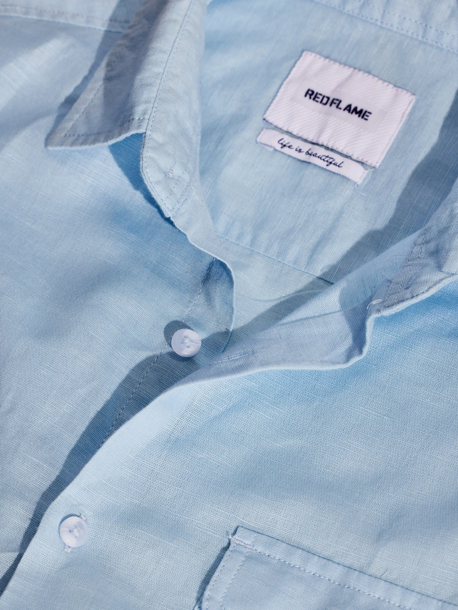 Blue Linen Cargo Shirt