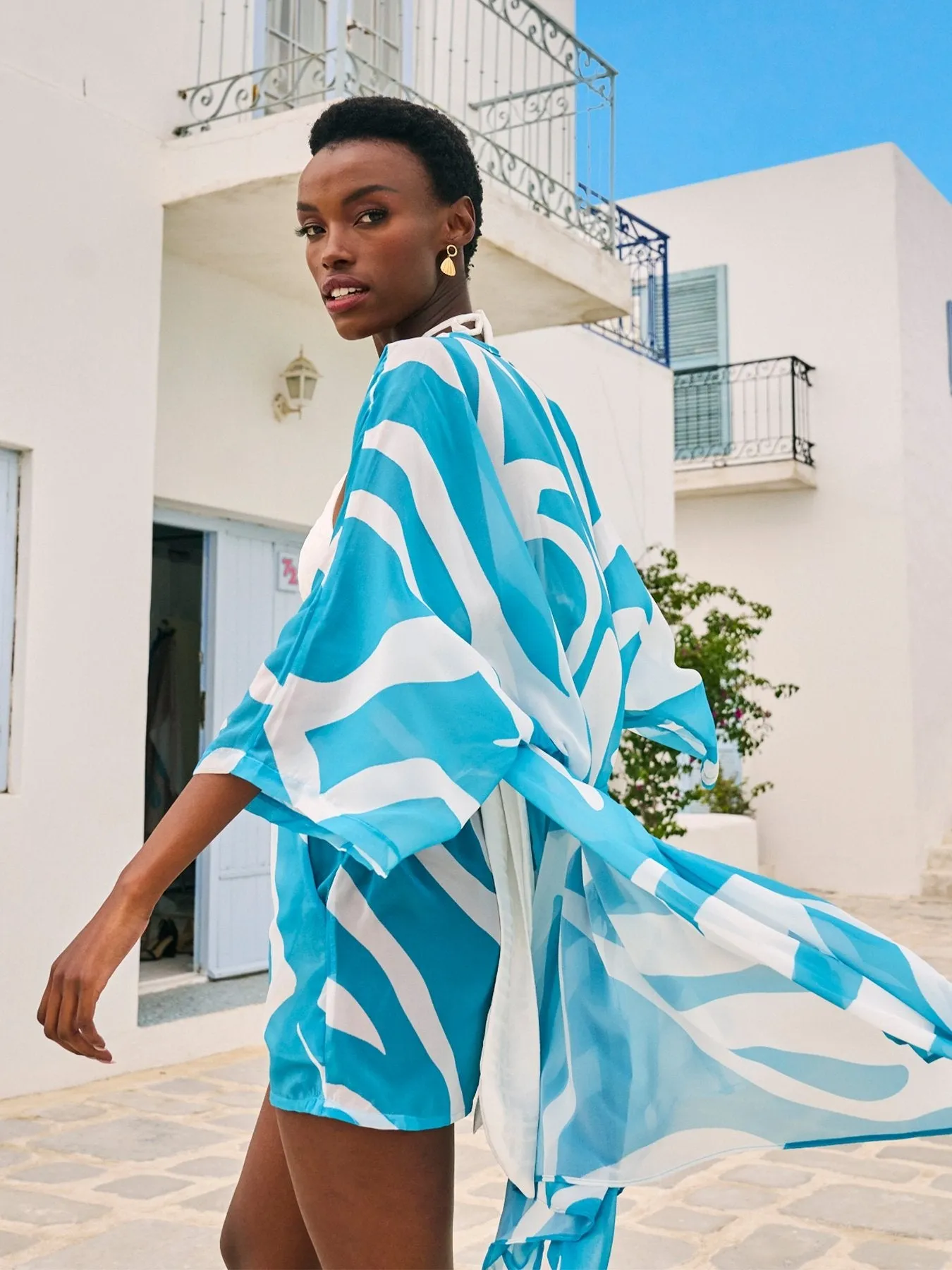 Cabana Kimono - Swirl Blu