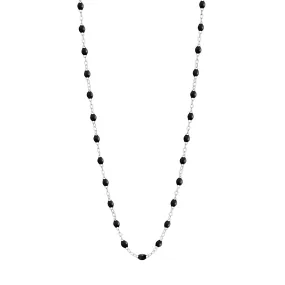 Classic Gigi Black necklace, White Gold, 17.7"