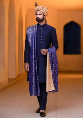 Classic Outer Space Karandi Traditional plain Sherwani