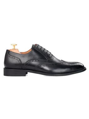 Classic Oxford Brogue Wingtip - Black Lace Up