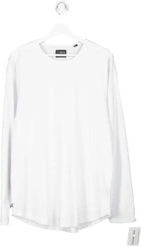 CUTS White Long Sleeve Curve Hem Tee UK XXL