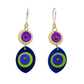 Diana Blue Green Purple Double Drop Earrings