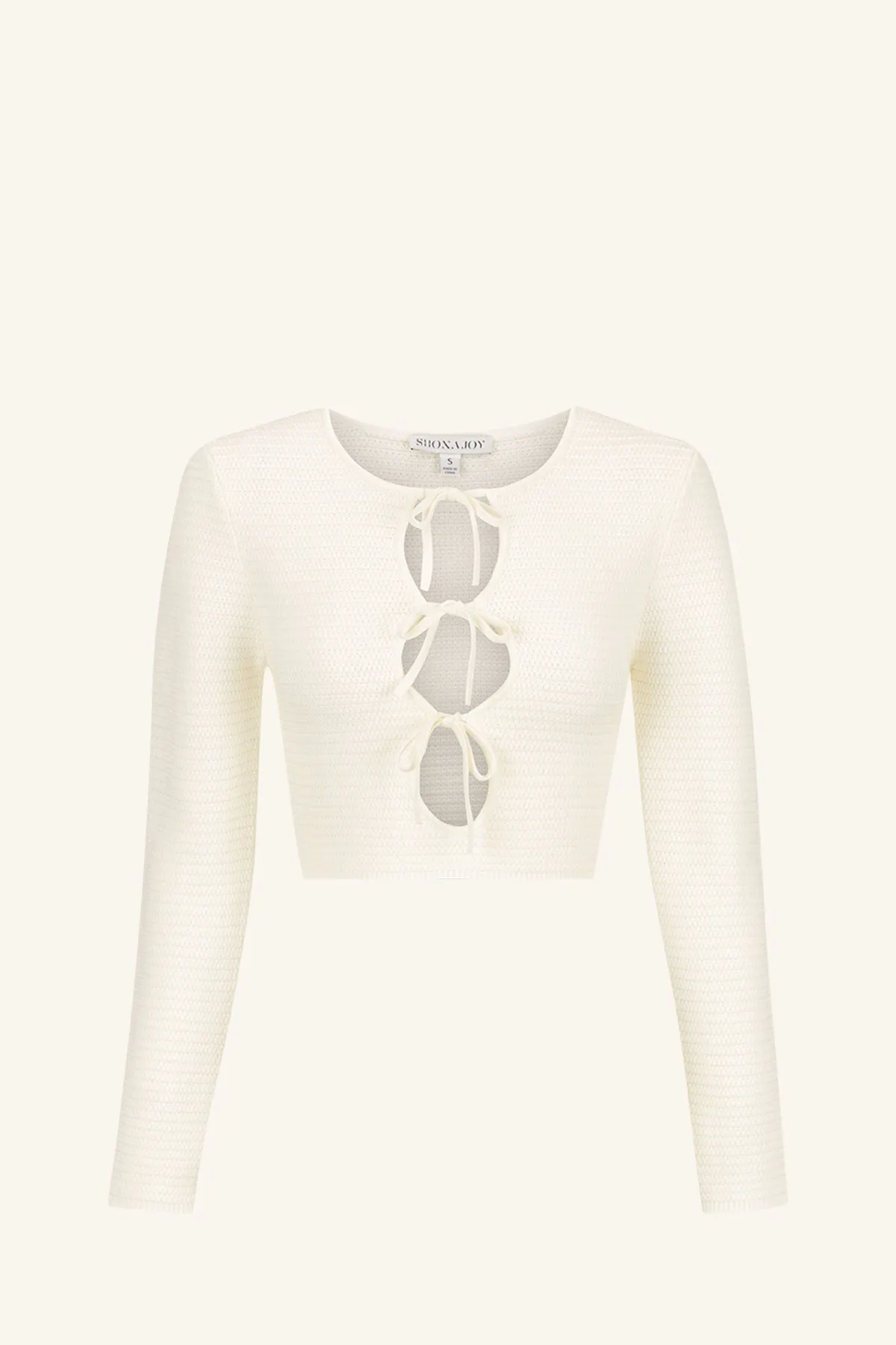 EVE LONG SLEEVE KEYHOLE TOP - COCONUT