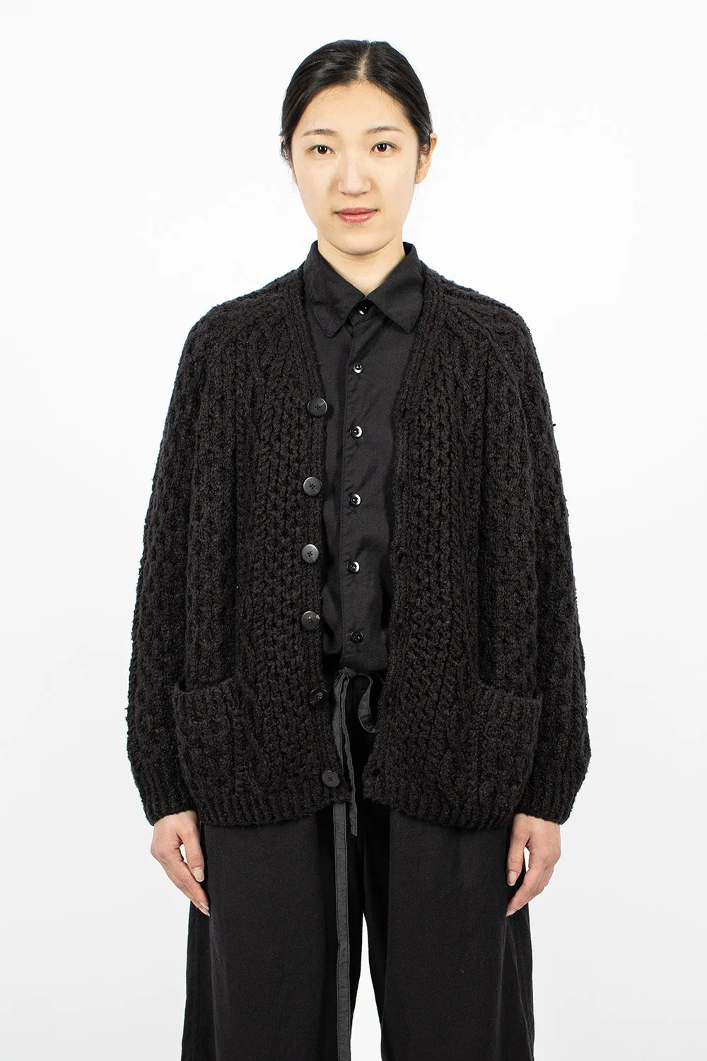 Fisher Girl Hand-Knit Cardigan Black