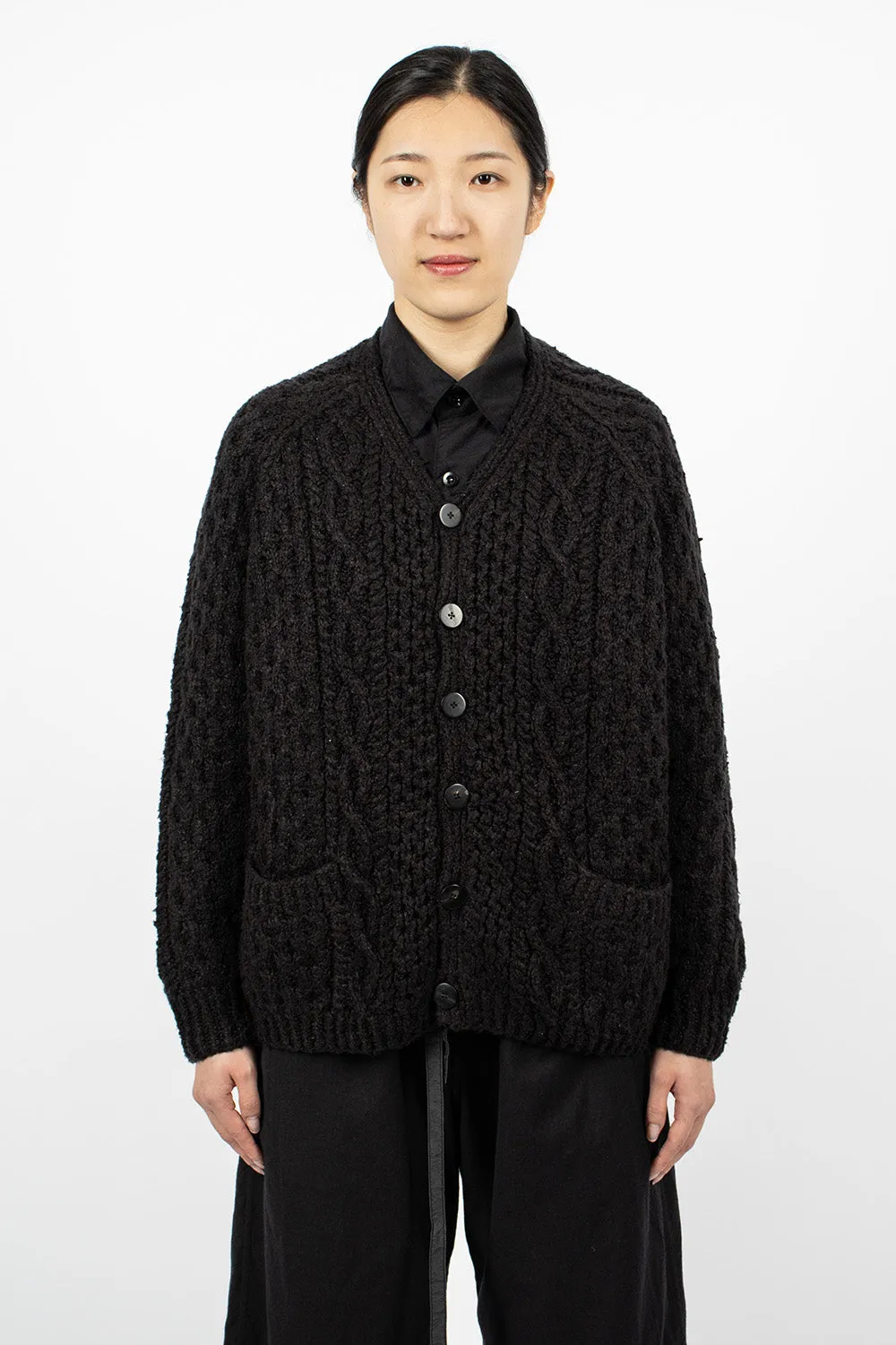 Fisher Girl Hand-Knit Cardigan Black