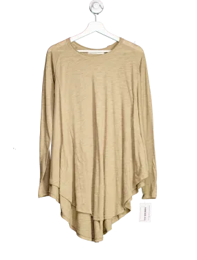 Free People Beige Aria Trapeze Long Sleeve Top UK XS