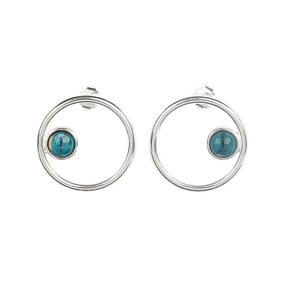 Heathergems Hoop Sterling Silver Stud Earrings (SE46)