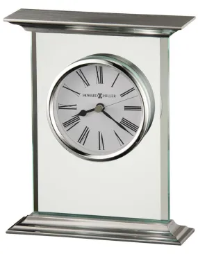 Howard Miller Clifton Carriage Table Clock - Silver Accents - Beveled Glass