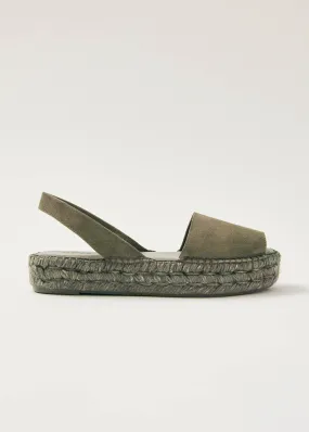 Ibizas Suede Green Leather Espadrilles