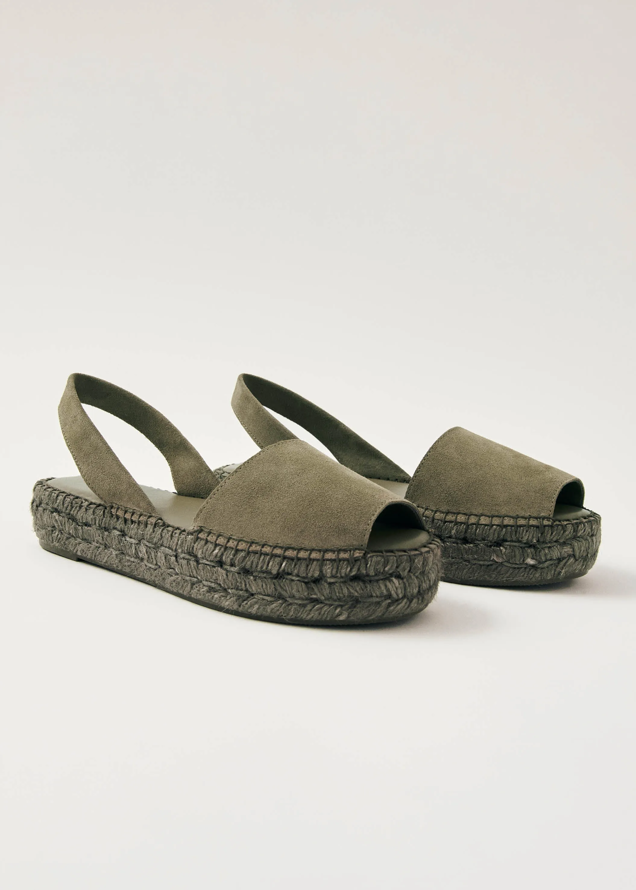 Ibizas Suede Green Leather Espadrilles