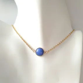 Jill Blue Jade Single Stone Gem Drop Pendant