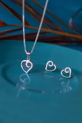 Love With A Twist Heart Sterling Silver Pendant Set