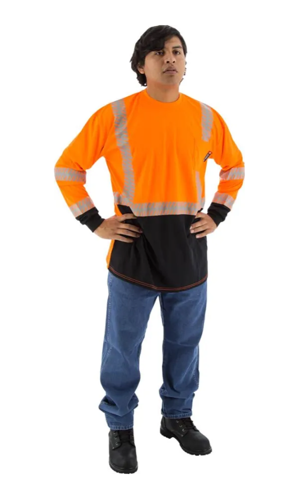 Majestic 75-5258 Hi-Vis Orange Long Sleeve Reflective Chainsaw Striping ANSI 2 R