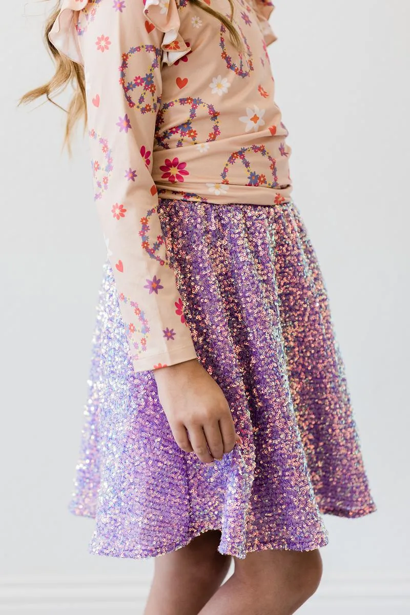 Mila & Rose Sequin Twirl Skirt - Purple