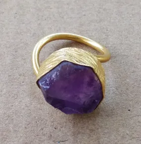 Natural Purple Amethyst Birthstone Stackable Ring