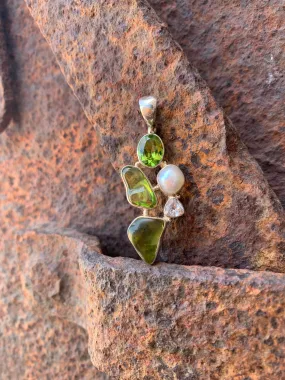 Peridot , Pearl and Topaz pendant