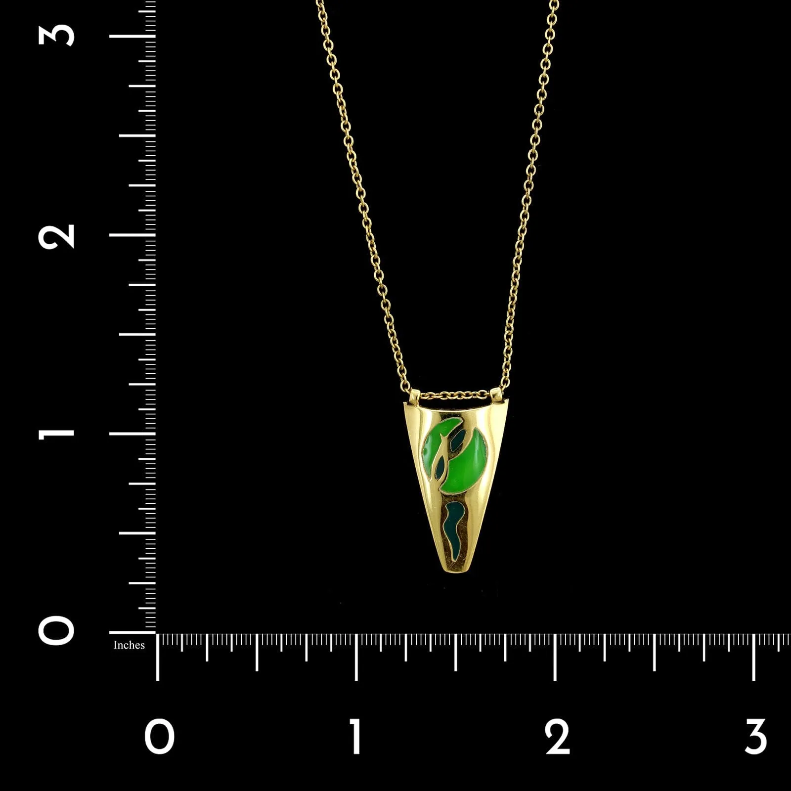 Pleve 18K Yellow Gold Estate Color Treated Diamond and Resin Mosaic Pendant Necklace