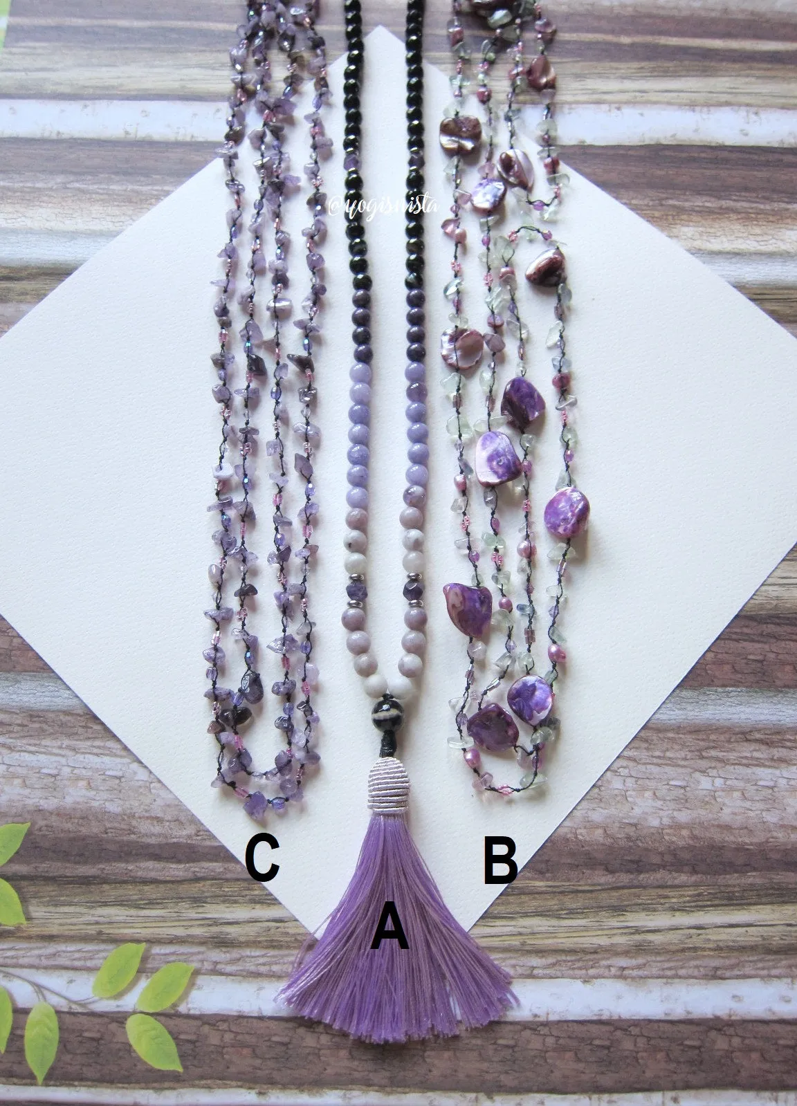 SALE - 108 Mala Tassel Necklace in Agate, Amethyst, Charoite ~ Root Chakra Mala