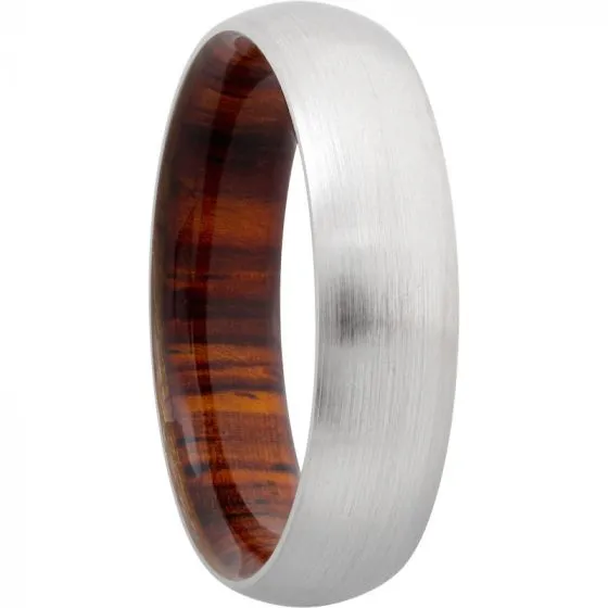 SATIN COBALT CHROME 6MM WEDDING BAND WITH DESERT IRONWOOD SLEEVE