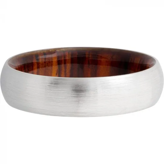 SATIN COBALT CHROME 6MM WEDDING BAND WITH DESERT IRONWOOD SLEEVE