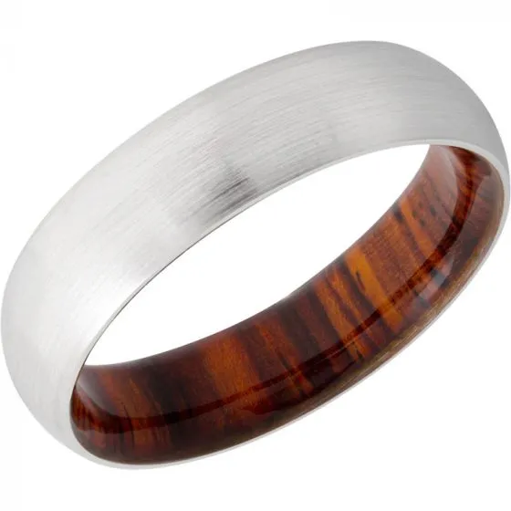 SATIN COBALT CHROME 6MM WEDDING BAND WITH DESERT IRONWOOD SLEEVE