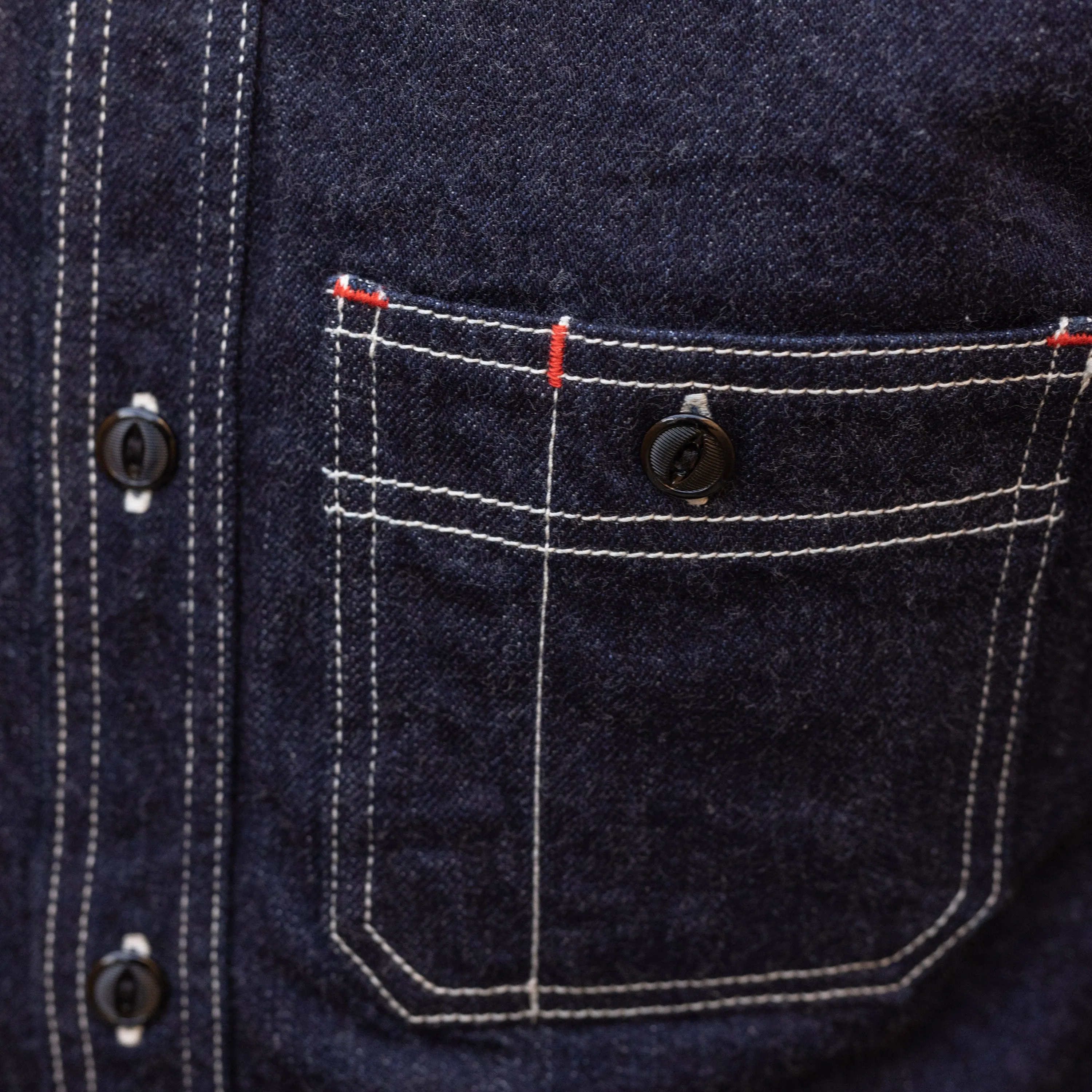 The Flat Head FN-SDK-001L 12oz Denim Work Shirt Indigo