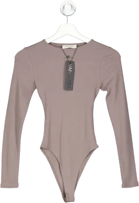 Vanquish Restore Cinder Brown Long Sleeve Ribbed Bodysuit UK S