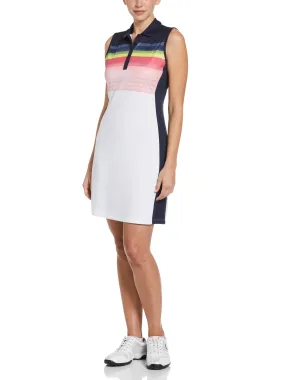 Womens Abstract Gradient Print Color Block Golf Dress