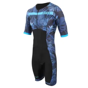 Zone3 Mens Tropical Palm Short Sleeve Full Zip Trisuit